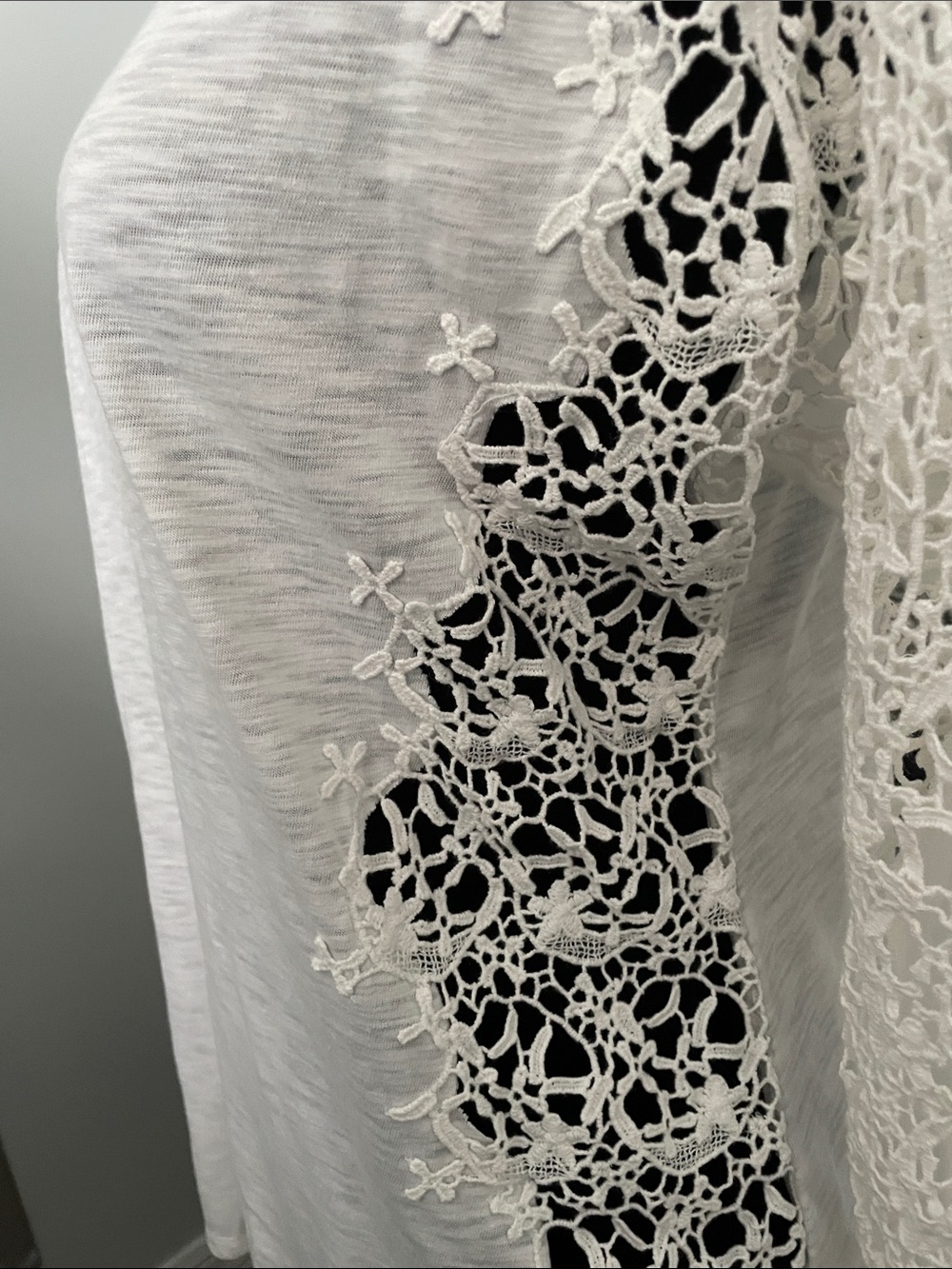 Sundance Ivory Crochet-Panel Long Sleeve Tee - Picture 3 of 7